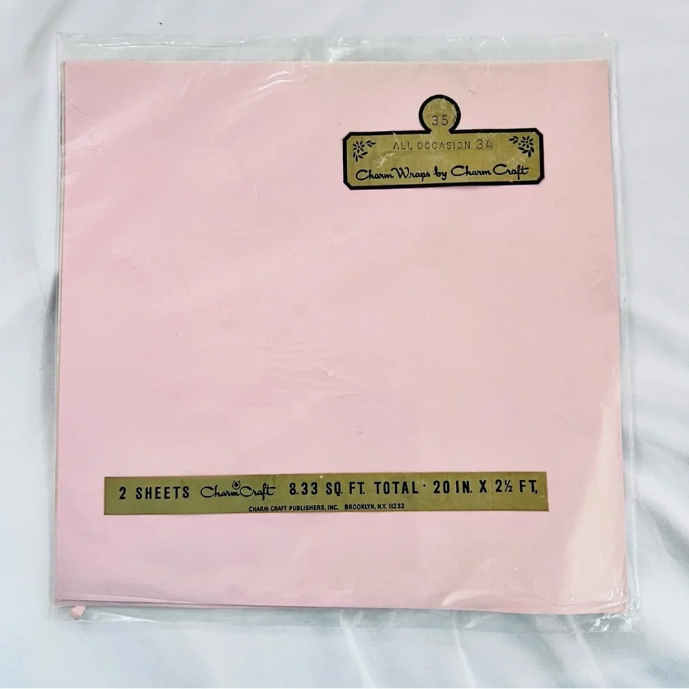 Vintage New Old Stock Charm Wraps by Charm Craft Sealed Pink Gift Wrap Sheets